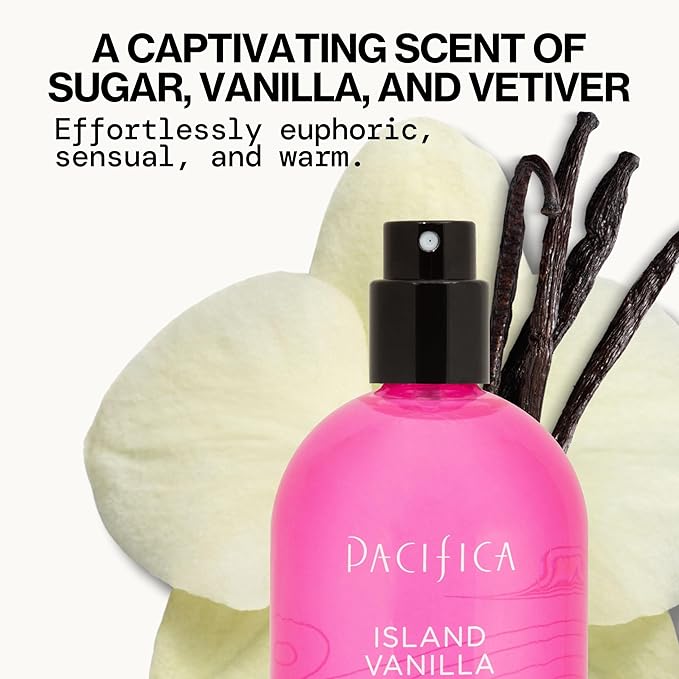 Pacifica Beauty Island Vanilla Spray Perfume – Sweet Tropical Vanilla Gourmand Scent, Long Lasting Everyday Signature Fragrance for Women, Non-Toxic, Vegan, Cruelty-Free Clean Perfume 2oz