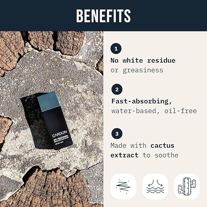 Cardon Men's SPF 30 Korean Sunscreen for Face, Facial Moisturizer With Sunblock, Anti-Aging Face Sunscreen, SPF Facial Moisturizer, Men's Skin Care Lotion with Cactus Extract (2 Bottles - 70ml)