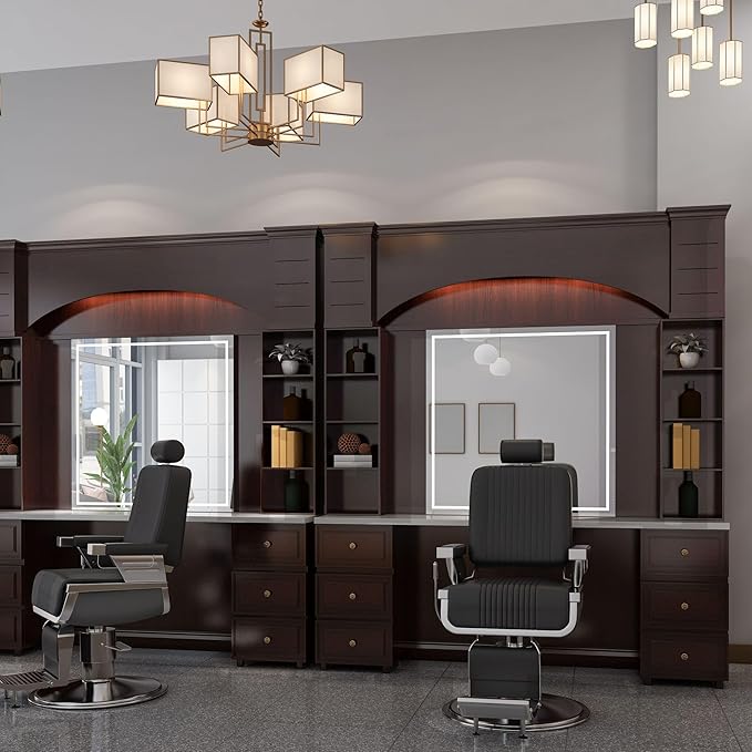 Adjustable Salon Barber Chair - Seat Height Beauty Salon Chair for Men and Women Hair Stylists, Supports up to 330 lbs Heavy Duty Hydraulic, Black