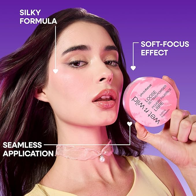 wet n wild Photo Focus Loose Baking Setting Powder, Highlighter Makeup, Suitable for All Skin Tones - Off-White Translucent