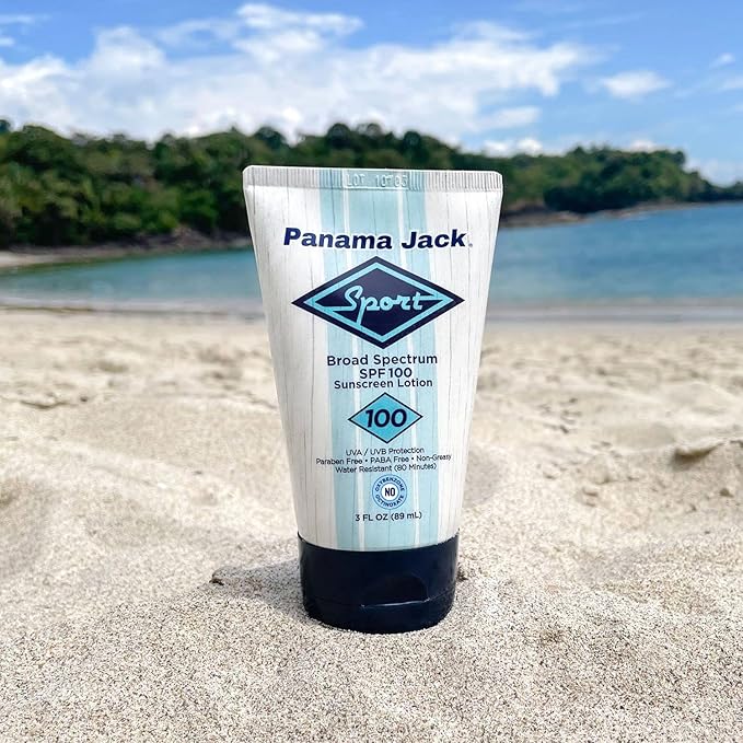 Panama Jack Sport Sunscreen Lotion - SPF 100, Broad Spectrum UVA/UVB Protection, Non-Greasy, PABA, Paraben, Gluten & Cruelty Free, 3 FL OZ (Pack of 2)