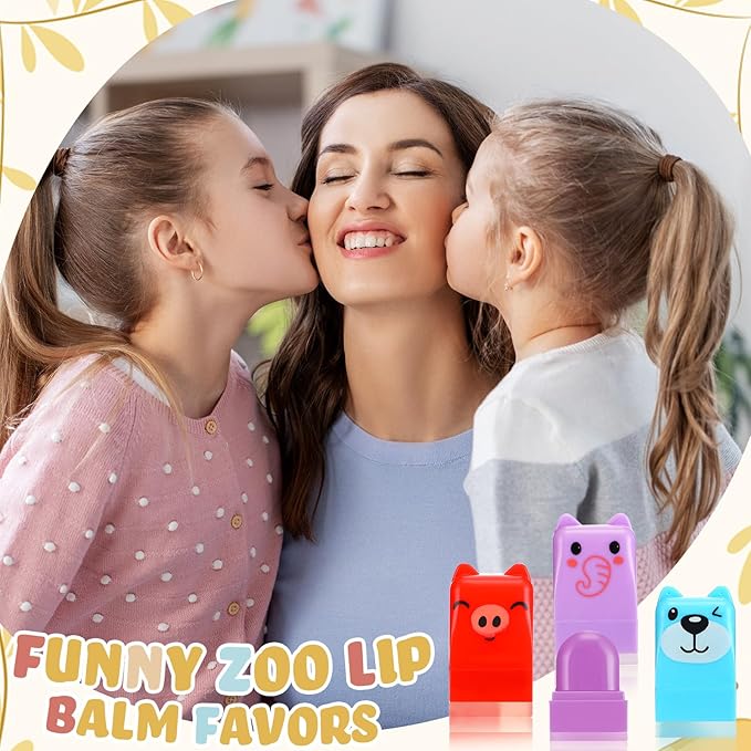 12 Pcs Farm Animals Birthday Lip Balm Gifts for Baby Shower Prizes Gift Baby Shower Favors Genger Reveal Gifts Zoo Theme Birthday Party Favors for Preschool Toddler Boy Girl Classroom Prizes