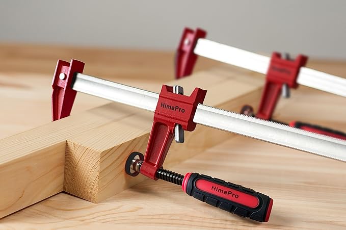 HimaPro 12 Inch Bar Clamp Set, 4 Pack 600 lbs Load Limit Medium Duty Quick Release Steel F Clamp, Ideal for Woodworking, Metalworking, and DIY Projects