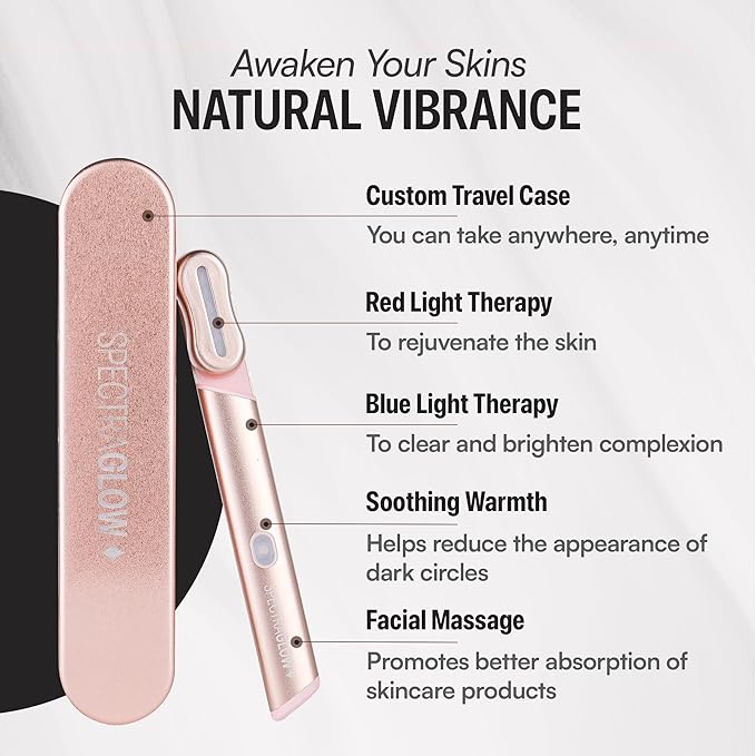 Red Light Therapy Wand for Face – 4-in-1 Device with Travel Case - Adjustable Head - Red & Blue LED - Soothing Massage - Portable Skin Care Tool for Anti-Aging, Glow & Firmness