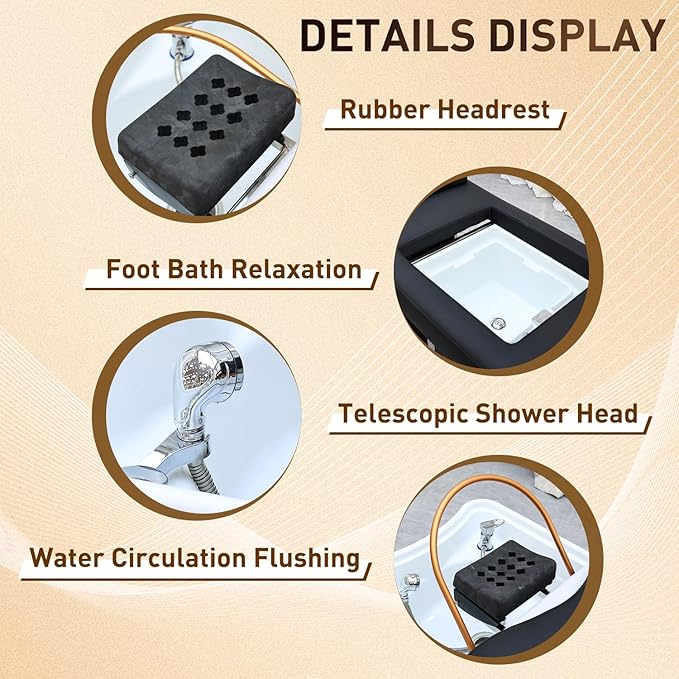 Head Spa Bed, Massage Table with Footbath, Japanese Head/Feet SPA Equipment, Professional Massage Shampoo Bed with Foot Bath Basin, Water Circulation System, for Spa Beauty Salon Barber (B)