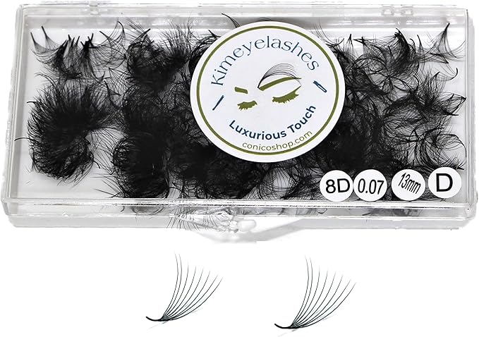 8D - 0.07 C and D Curl 1000 Premade volume fans loose Fans, Handmade eyelash extensions supplies Russian volume lash promade fan (8D - 0.07 - Curl D, 13mm)