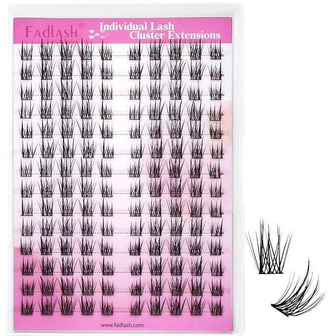 FADLASH Lash Clusters Wispy Eyelash Clusters DIY Reusable Individual Lashes and Waterproof Cluster Eyelash Extensions with Soft Thin Band