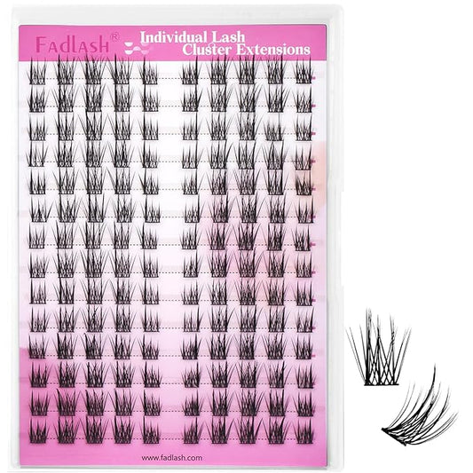 FADLASH Lash Clusters Wispy Eyelash Clusters DIY Reusable Individual Lashes and Waterproof Cluster Eyelash Extensions with Soft Thin Band