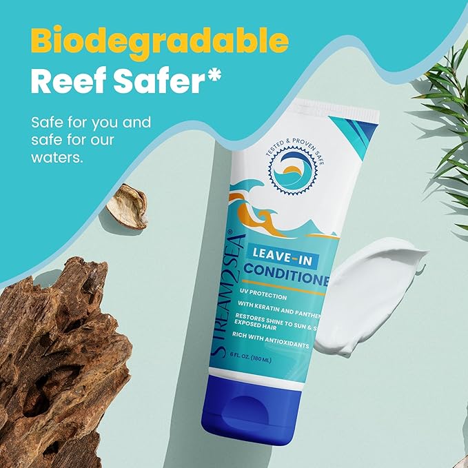 STREAM 2 SEA Leave In Conditioner Reef Safe Hair Conditioner Formula For Dry and Damaged Hair, 32 oz Paraben Free Hair Detangler with UV Protection For All Hair Types
