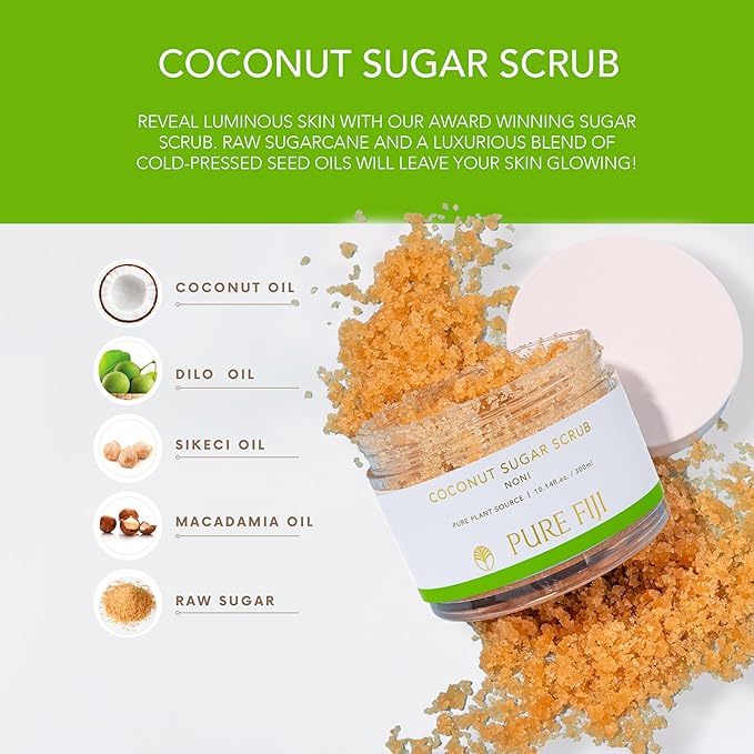 Pure Fiji Coconut Sugar Body Scrub, Noni (10.14 Oz /300ml)