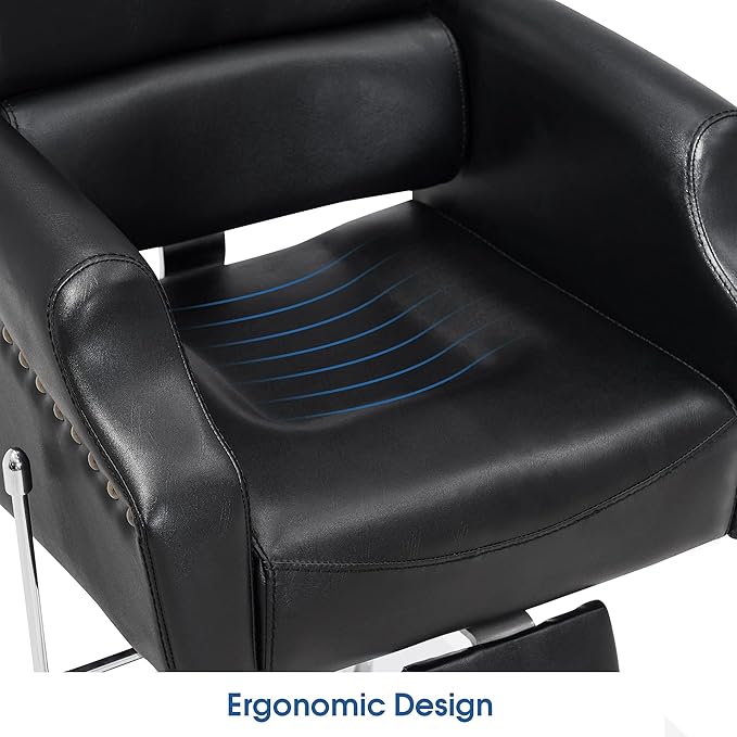 BarberPub Classic Recliner Leathern Barber Chair Antique Heavy Duty Hair Spa Salon Styling Beauty Equipment 3125