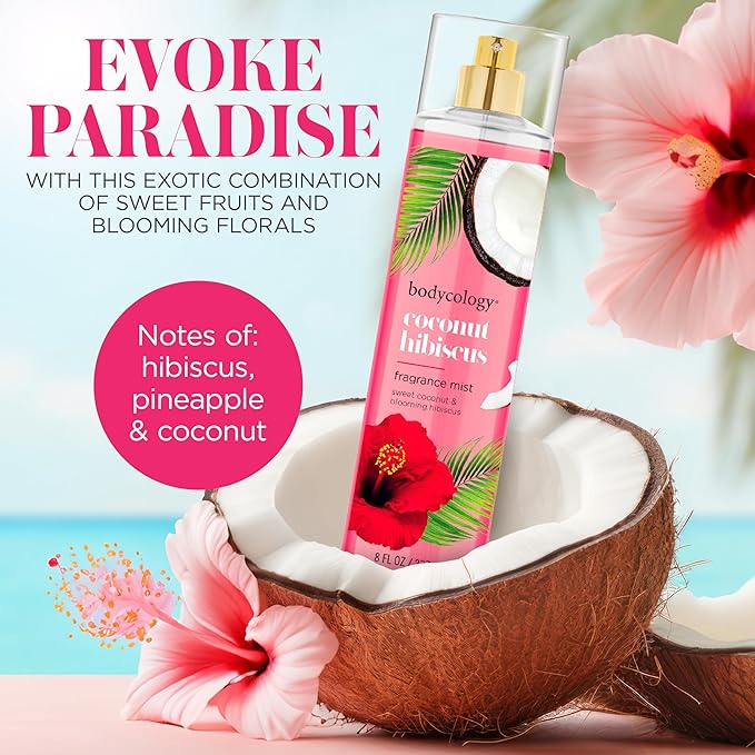 Bodycology Long-Lasting Fragrance Body Mist, Coconut Hibiscus, 8 fl oz