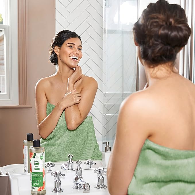 Love Beauty and Planet Plant-Based Body Wash Hydrate and Restore Skin Watermelon and Hyaluronic Acid Made with Plant-Based Cleansers and Skin Care Ingredients, 100% Biodegradable 20 fl oz