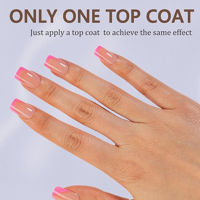 Misssix French Gel Nail Tips, 160Pcs Pink French Tip Press on Nails Short Square, No Need to File Tips Pre-lasting, Fake Nails for Nail Art DIY 16 Sizes