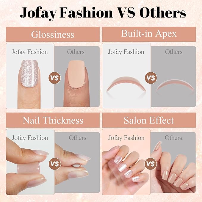 Cat Eye Press on Nails Short, Jofay Fashion Soft Gel Fake Nails, Elegant Nude Press on Nails, Reusable & Natural Acrylic False Nails, Stick on Nails for Women Girls Gift, Glue on Nails Kit 32 Pcs