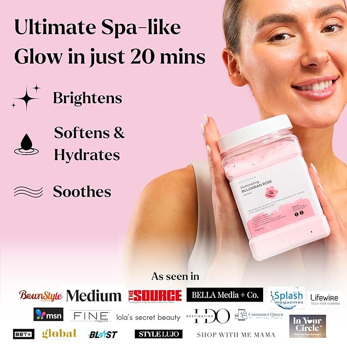 Jelly Face Mask for Facials - Bulgarian Rose Hydrating, Brightening & Nourishing Jelly Mask with Free Jade Roller & Spatula | Professional Hydrojelly Masks | Christmas Gifts for Women, Gifts for Women