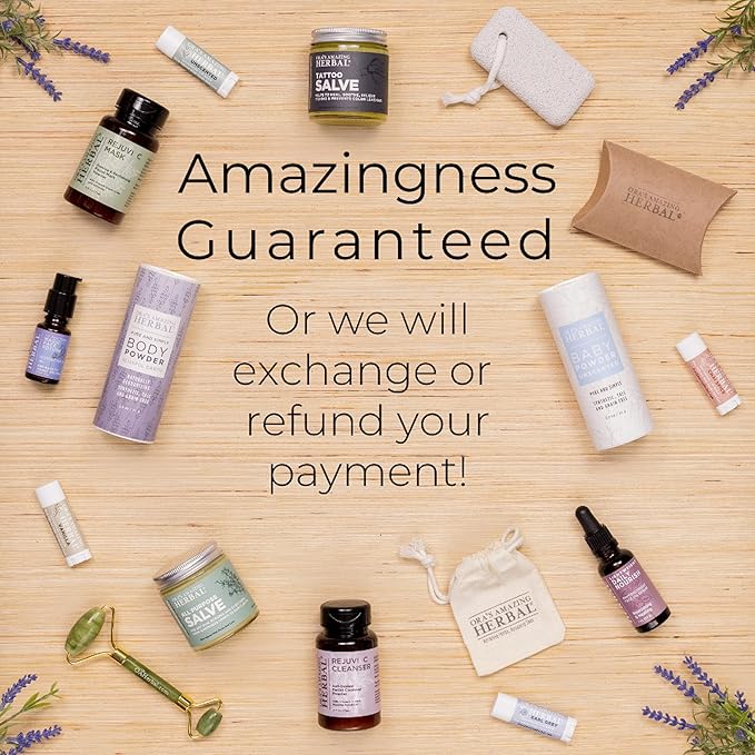 Ora's Amazing Herbal Natural Body Powder and Oil Set, Dusting Powder, Body Oil, No Talc, Corn, Grain, Gluten, Clean Scent 2.5 oz with Travel Size Clean Scent Oil 2 oz