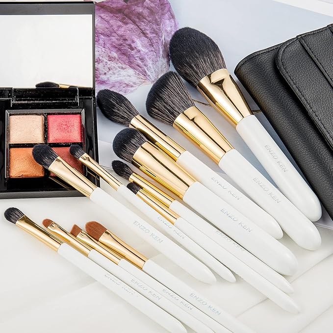 Natural Black Goat Hair Makeup Brush Set with Case, Natural Hair Makeup Brushes Set Professional, Make up Brushes Set Professional, Natural Makeup Brushes, Natural Bristle Makeup Brushes.