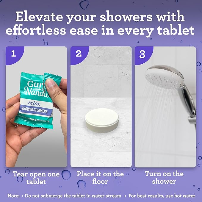 GuruNanda Relax Shower Steamers for Aromatherapy (10 Pack), Relaxation Gifts for Women & Men with Essential Oils, Stress Relief, Home Spa & Self Care