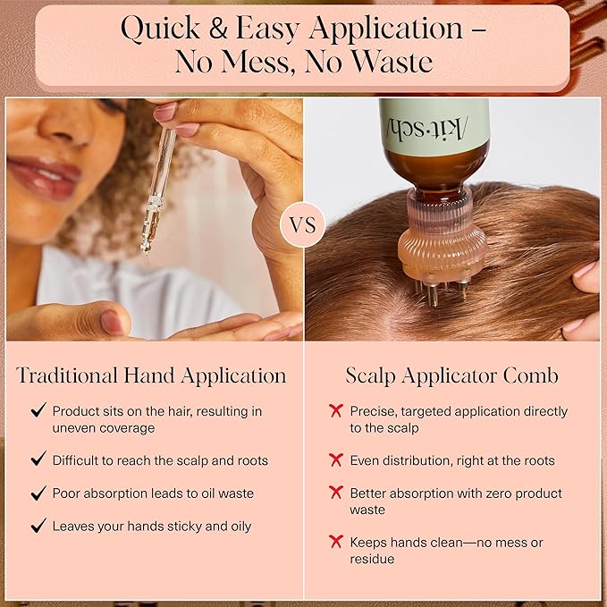 Kitsch Scalp & Hair Oil Applicator – Stainless Steel Bristles Scalp Oil Applicator for Even Distribution, Mess-Free Oiling & Head Massager Scalp – Precision Hair Care Tool for Roots & All Hair Types