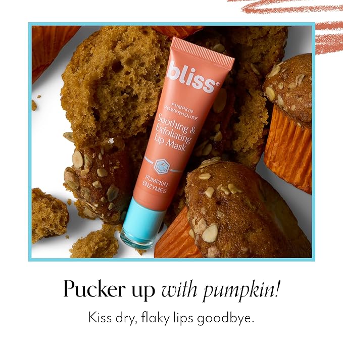 Bliss Pumpkin Powerhouse Exfoliating & Soothing Lip Mask | Hydrating Overnight Lip Balm Mask for Dry Lips