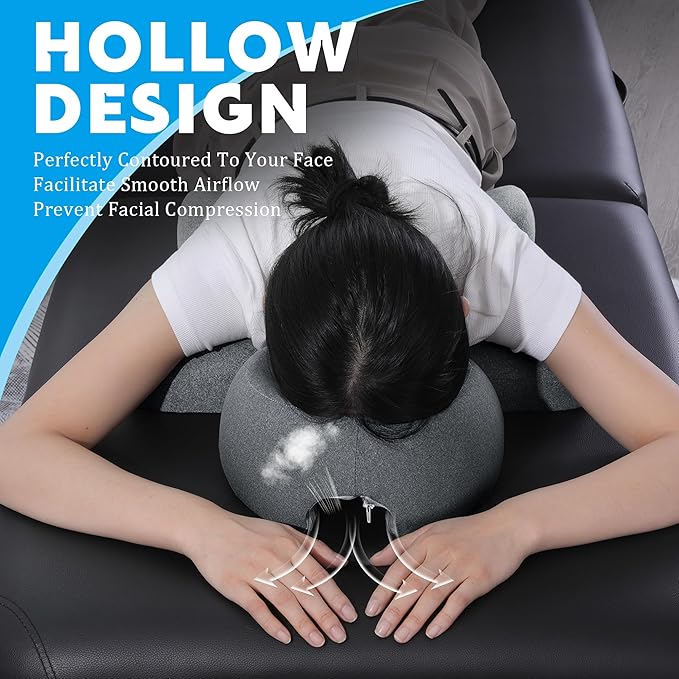 MABOZOO Face Down Massage Pillow, Face Down Pillow for Sleeping with Non-Slip Bottom, Home Head Cushion and Chest Cushion for SPA, Sleep (Gray)