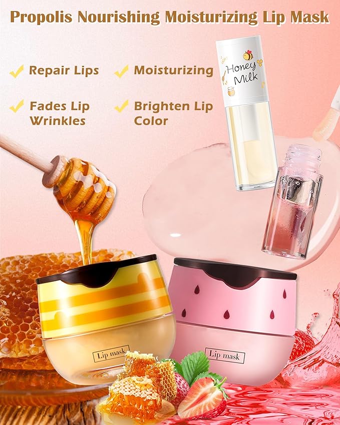 2Pcs Bee Lip Balm Honey Pot Exfoliator