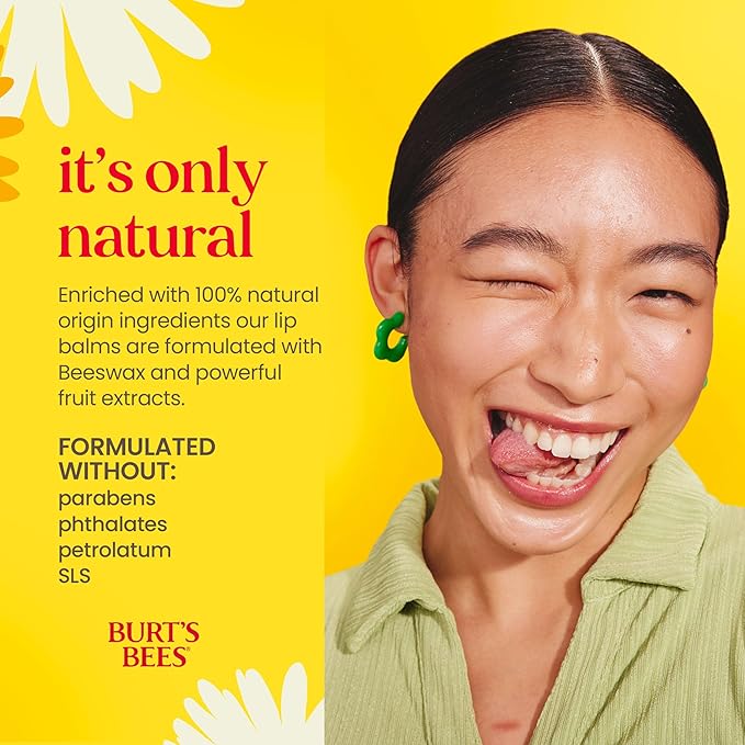 Burt's Bees Lip Balm, Pomegranate, Lip Moisturizer With Responsibly Sourced Beeswax, Tint-Free, Natural Conditioning Treatment, 1 Tube, 0.15 oz.