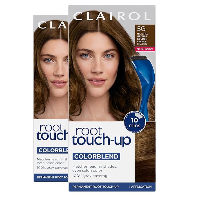 Clairol Root Touch-Up by Nice'n Easy Permanent Hair Dye, 5G Medium Golden Brown Hair Color, Pack of 2
