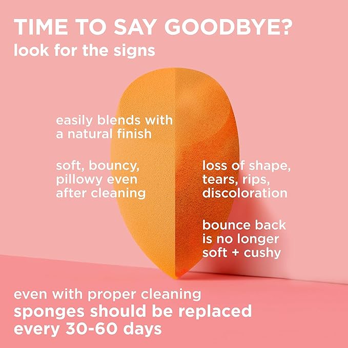 Real Techniques Miracle Complexion Sponge + Concealer Sponge Duo, Makeup Blending Sponges For Foundation & Concealer, Offers Light To Medium Coverage, Natural, Dewy Makeup, Latex-Free Foam 2 Count