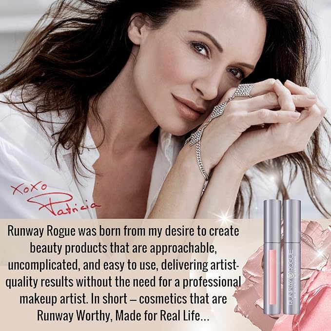 Runway Rogue Pearl Glam Long Wear Shimmer Liquid Lipstick, Metallic Soft Earthy-Red Lipstick with Gold Shimmer, ‘Day Rate’