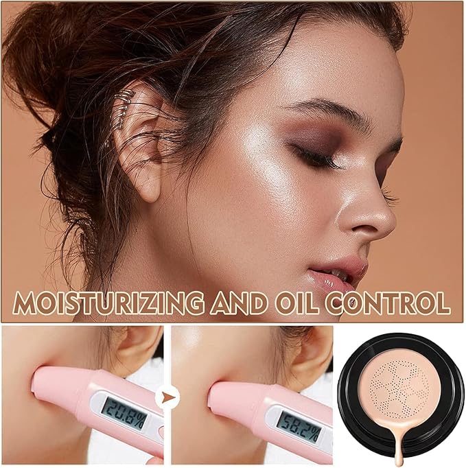 AWCCXMYM Mushroom Head Air Cushion CC Cream Long-Lasting Concealer BB Cream Moisturizing Color Corrector Foundation Makeup Even Skin Tone Liquid Face Makeup (Natural)