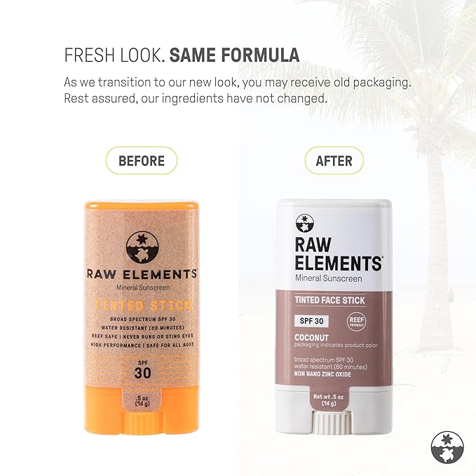 Raw Element Ultra-Moisturizing Face Tint Sunscreen, SPF 30+, Non Toxic Mineral Face Cream, Non Nano Zinc Oxide, Reef Friendly, Safe for All Ages, 0.5 oz, Coconut Pack of 1