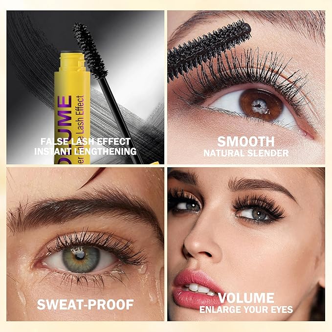Bubble Mascara,Smudge-Proof,Clump-Proof, Waterproof Formula Creates Thick, Well-Defined Lashes and Enhances The Natural Look, Can be Layered to Boost Curl (2Pcs)