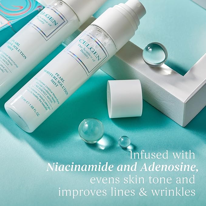 [CELGEN] Pearl Moisture Solution Mist – 3-in-1 Toner, Makeup Primer & Setting Spray, Brightening & Hydrating Face Mist, 4.9 Fl. Oz./145ml