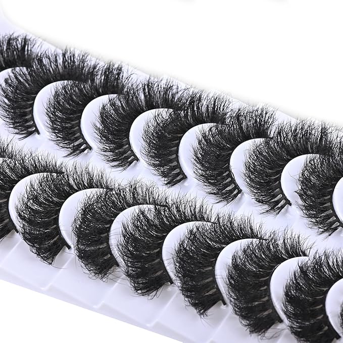 FARRED Short Lashes Fluffy Wispy Eyelashes Natural Mink Curly Lash that Looks Like Extensions 16mm Dramatic Russian Cat Eye Lashes Pack Small Curled Pestañas