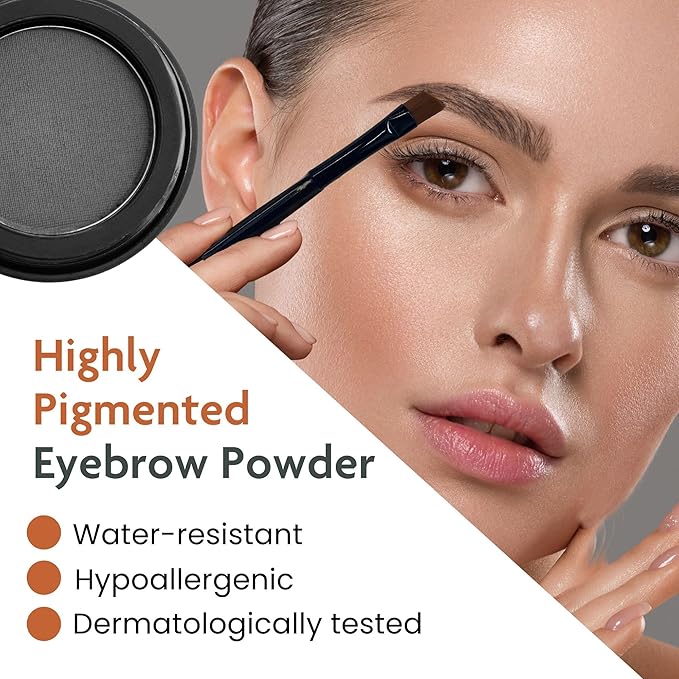 Soft Black Eyebrow Powder – Long-Lasting, Waterproof, Smudge-Proof Brow Powder for Natural, Defined Brows – Vegan & Cruelty-Free Eyebrow Makeup by Marie-José