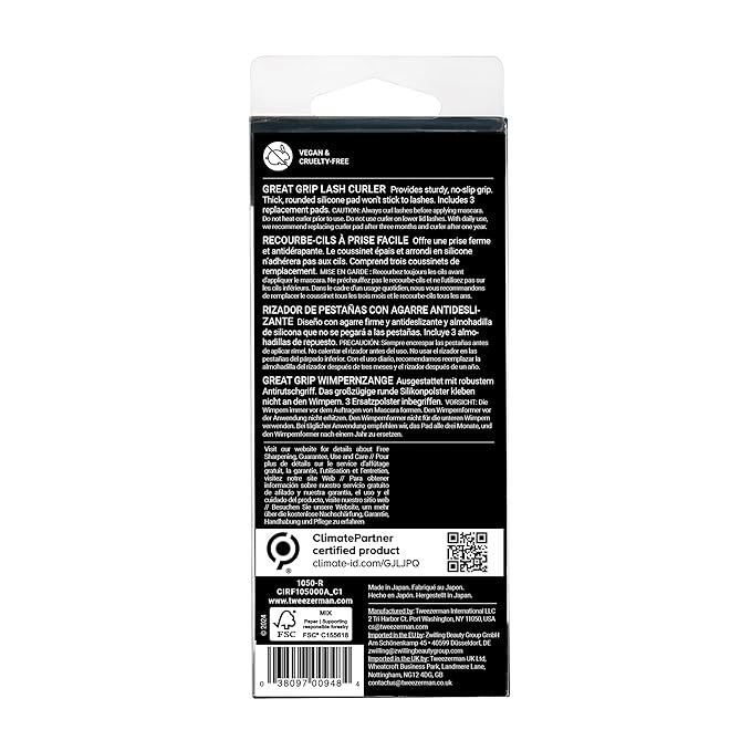 Tweezerman Onyx Great Grip Eyelash Curler - Makeup Eyelash Tool for all Eye Shapes