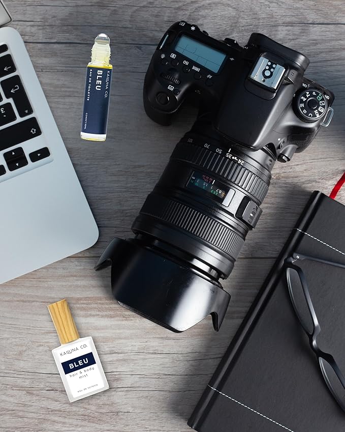 Bleu for Men Natural Hair & Body Mist Spray, Pure Essential and Fragrance Oils, Alcohol-Free, Handmade in California, 0.5Fl Oz