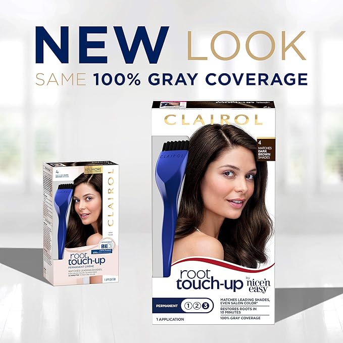 Clairol Root Touch-Up by Nice'n Easy Permanent Hair Dye, 4G Dark Golden Brown Hair Color, Pack of 4
