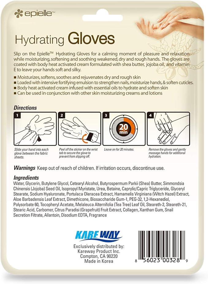 Epielle Hydrating Hand & Foot Masks 12 Pairs, Deep Moisturizing Socks & Gloves, Soften Dry Hands & Cracked Heels with Shea Butter & Jojoba Oil, Korean Skin Care, Foot Spa, Self Care Gifts for Women