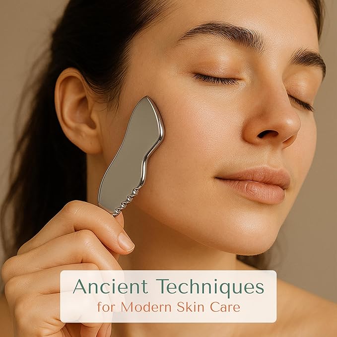 Gua Sha Massage Tool | Stainless Steel Face & Body Scraper for Skin Care, Muscle Relief, Circulation & Lymphatic Drainage | Traditional Chinese Massage Stone | 3.3 Inch