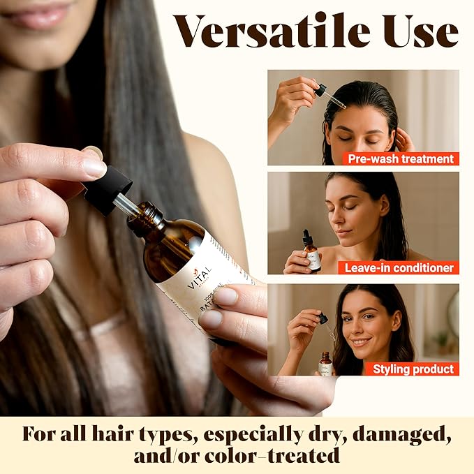 Batana Oil for Hair Growth – 100% Pure & Organic Botana Oil from Honduras – Strengthens, Thickens & Restores Natural Hair – Cold Pressed Raw Scalp & Hair Treatment for Men & Women – 60ml