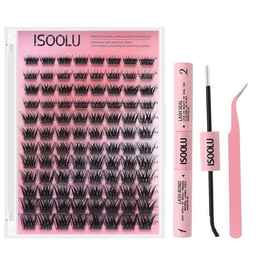 Fairy Lash Clusters Manga Individual Lashes C Curl Wispy Eyelash Clusters WideSpan Eyelash Extension Kit with Lash Bond and Seal Wet-Look Spiky Cluster Lashes (ZH14 Kit)