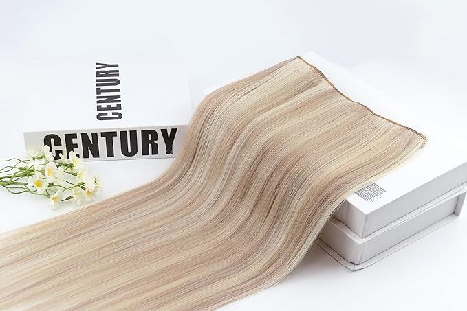 Full Shine Clip in Hair Extensions 3 Pcs 60 G Ash Blonde Highlights Bleach Blonde Human Hair Extension Clip ins Invisible Hair Extensions for Thin Hair 20 Inch