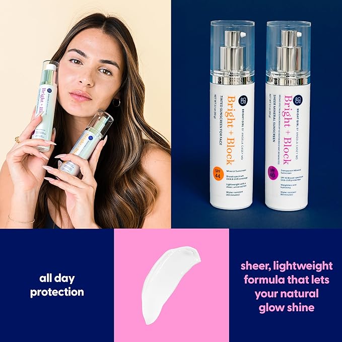 Bright+Block SPF 40 Sheer Mineral Sunscreen – Lightweight, Sheer & Water Resistant Mineral Sunblock for Sensitive, Acne-Prone & All Skin Types – Dermatologist-Developed | 2.1 fl oz.