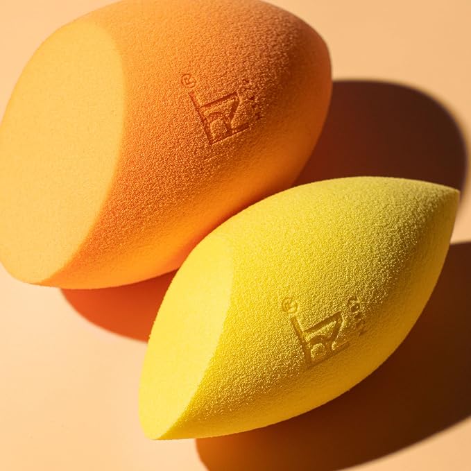 Real Techniques Miracle Complexion Sponge + Concealer Sponge Duo, Makeup Blending Sponges For Foundation & Concealer, Offers Light To Medium Coverage, Natural, Dewy Makeup, Latex-Free Foam 2 Count
