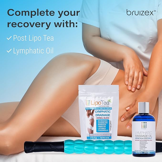 Lymphatic Drainage Massage Roller Stick for Post Liposuction & Fibrosis Treatment, Surgery Recovery 360 Lipo, Tummy Tuck & BBL, Lipo Foam, Compression Garment, Faja Compatible