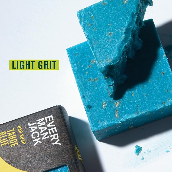 Every Man Jack Cold Plunge Mens Bar Soap - Tahoe Blue Scent with notes of Bergamot, Lemon, Freshwater Mist - Deeply Cleans, Hydrates with Naturally Derived Ingredients and Medium Grit - 5oz (2 Pack)
