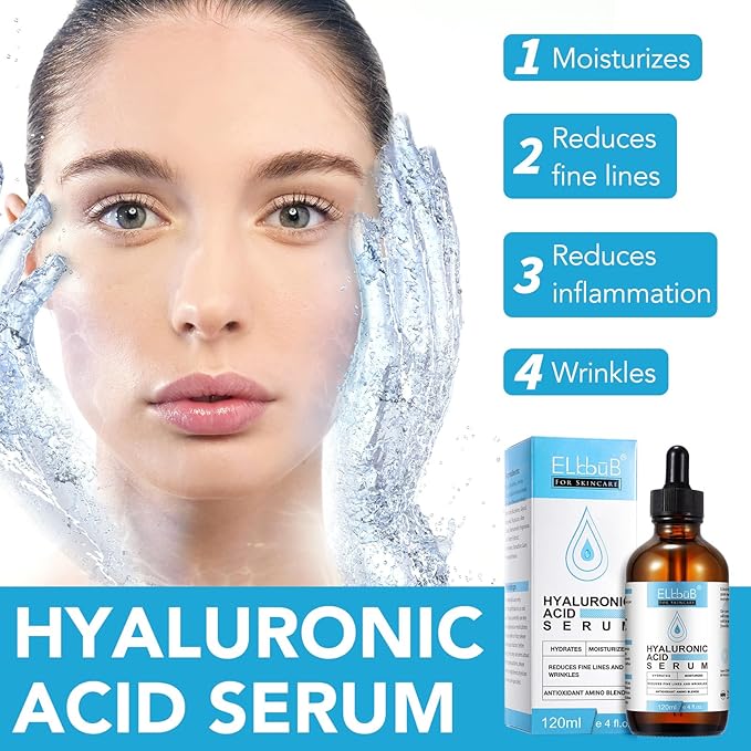 Hyaluronic Acid Serum for Face - 120ml Anti-Aging, Moisturizing Wrinkle Serum for Erasing Fine Lines and Wrinkles Soft Hydrating Easy Absorption Anti Aging Serum